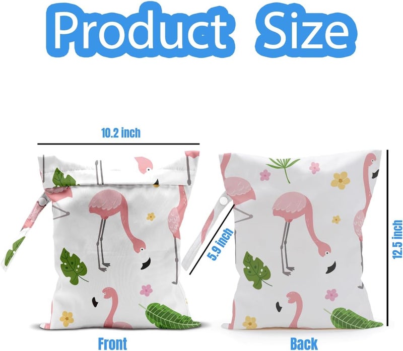 AASRR Store Wet Dry Bag, Wet Bag for Swimsuit, Travel, Beach, Pool, Diapers, Dirty Yoga Gym Clothes, Makeup Bag, Pink Flamingos Summer Vacation Essentials - Image 2